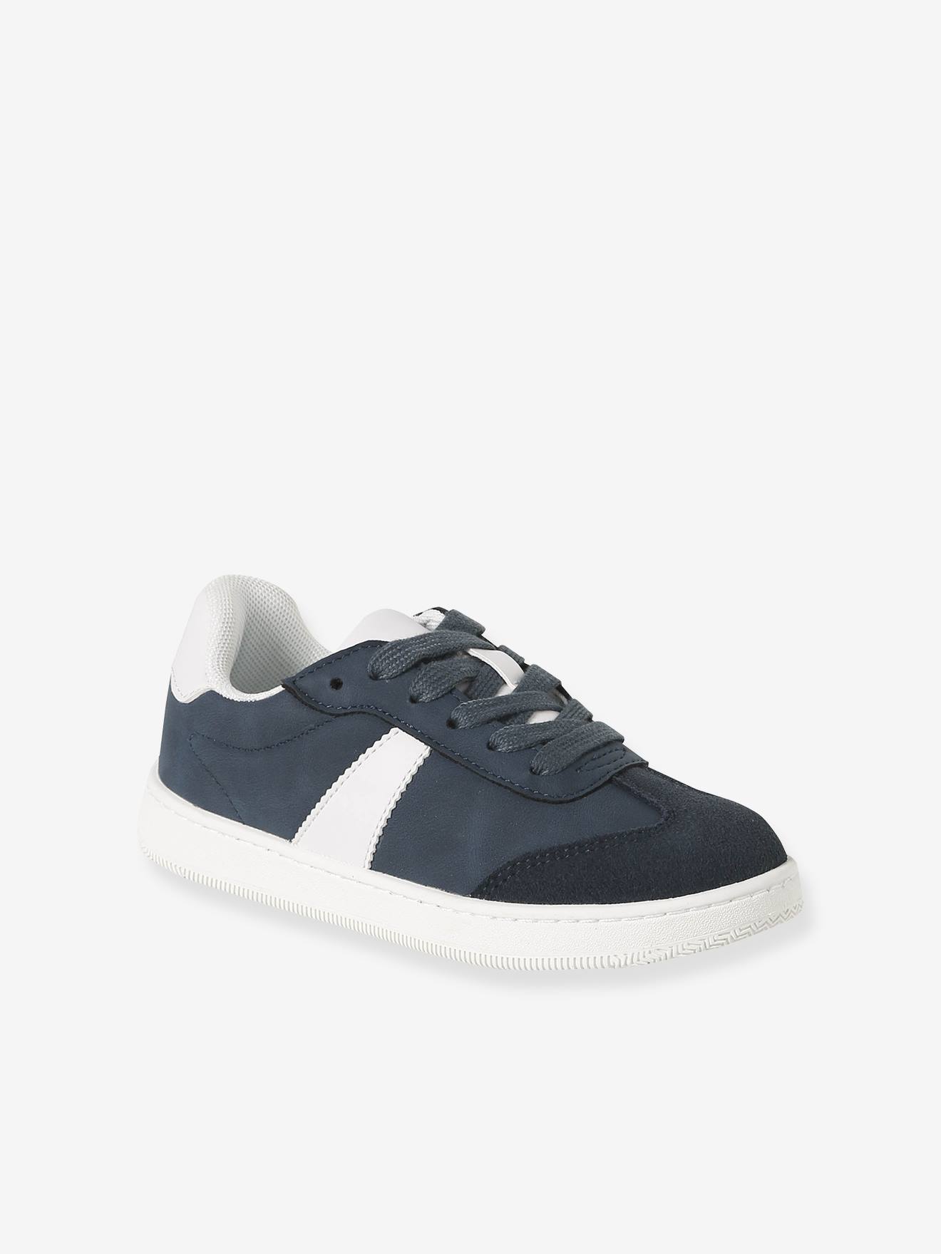 Baskets enfant garçon synthétique zippées et lacets élastiqués marine