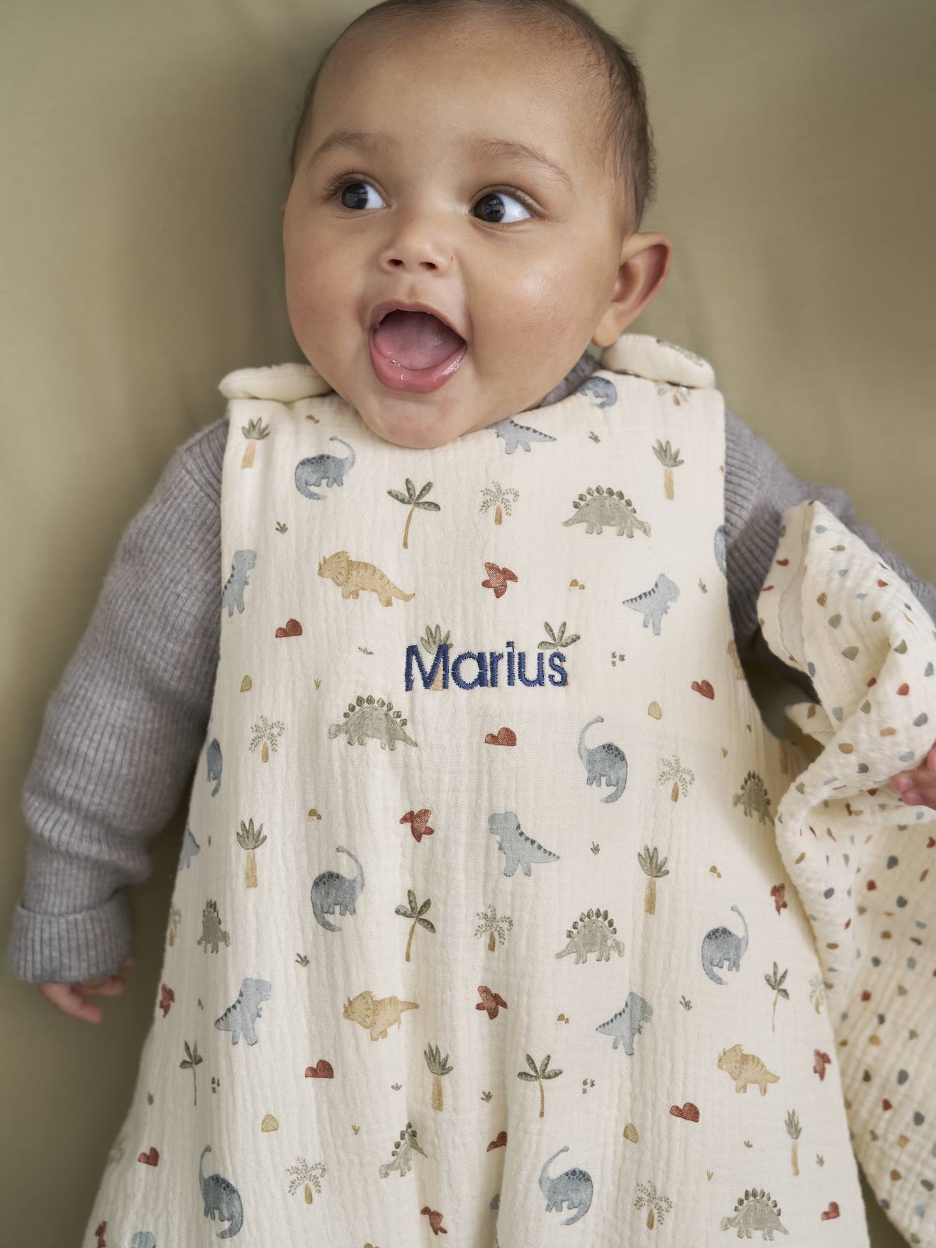 Gigoteuse personnalisable en gaze de coton MINISAURUS multicolore
