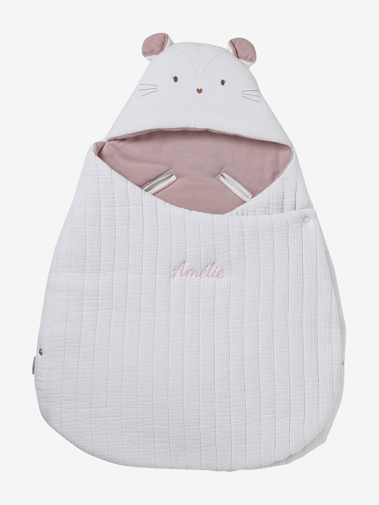 Nid d'ange transformable en gaze de coton souris blanche