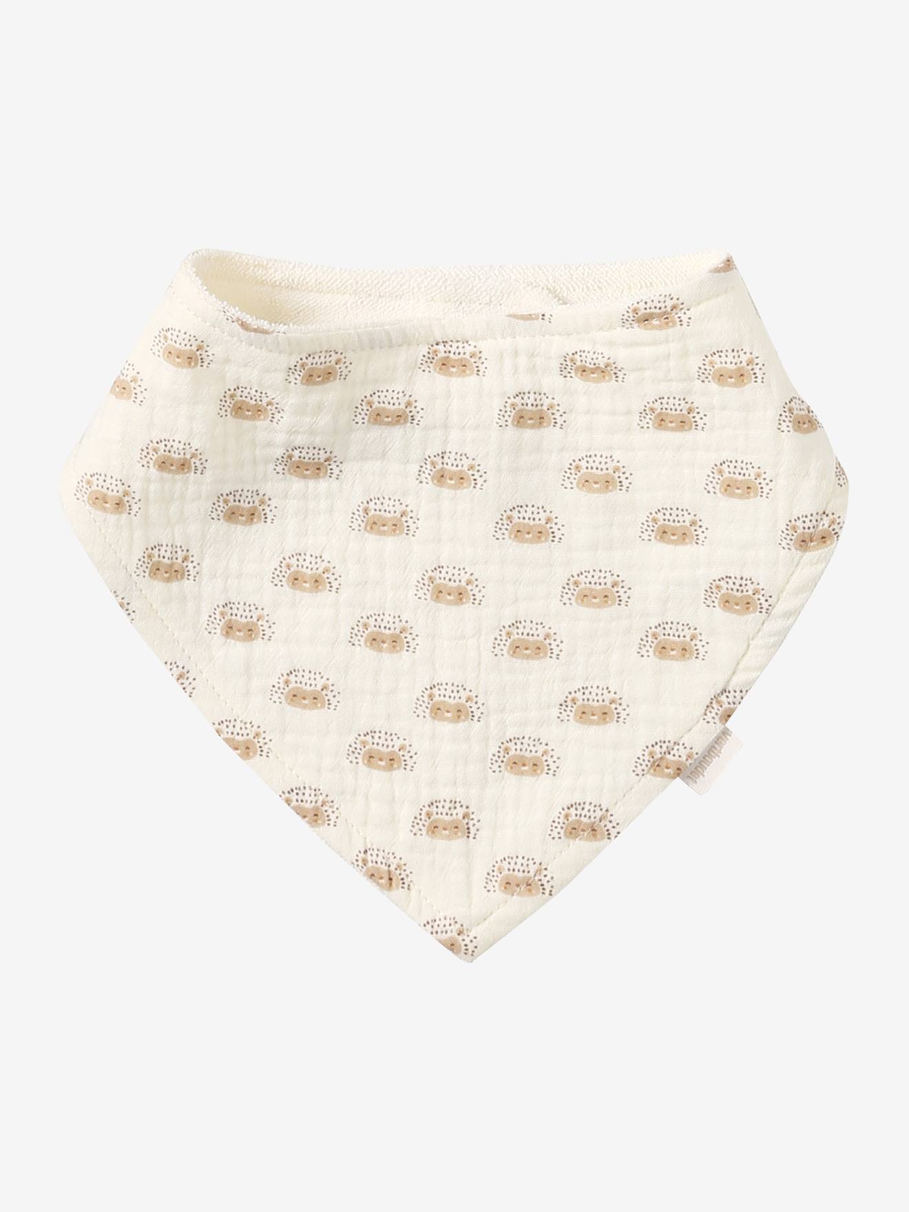 Lot 3 bavoirs bandanas en gaze de coton hérisson (Vertbaudet) - Image 1