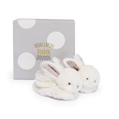 Jouet-Premier âge-Chaussons lapin bonbon taupe 0-6 mois