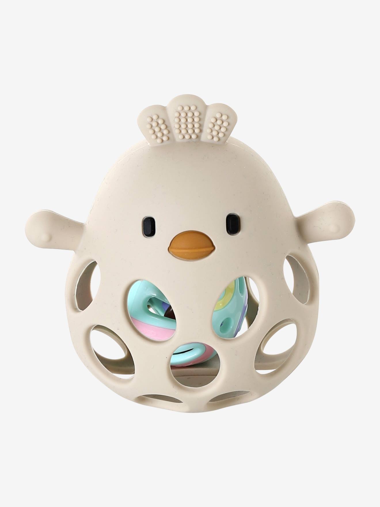 Hochet poussin en silicone écru (Vertbaudet) - Image 2