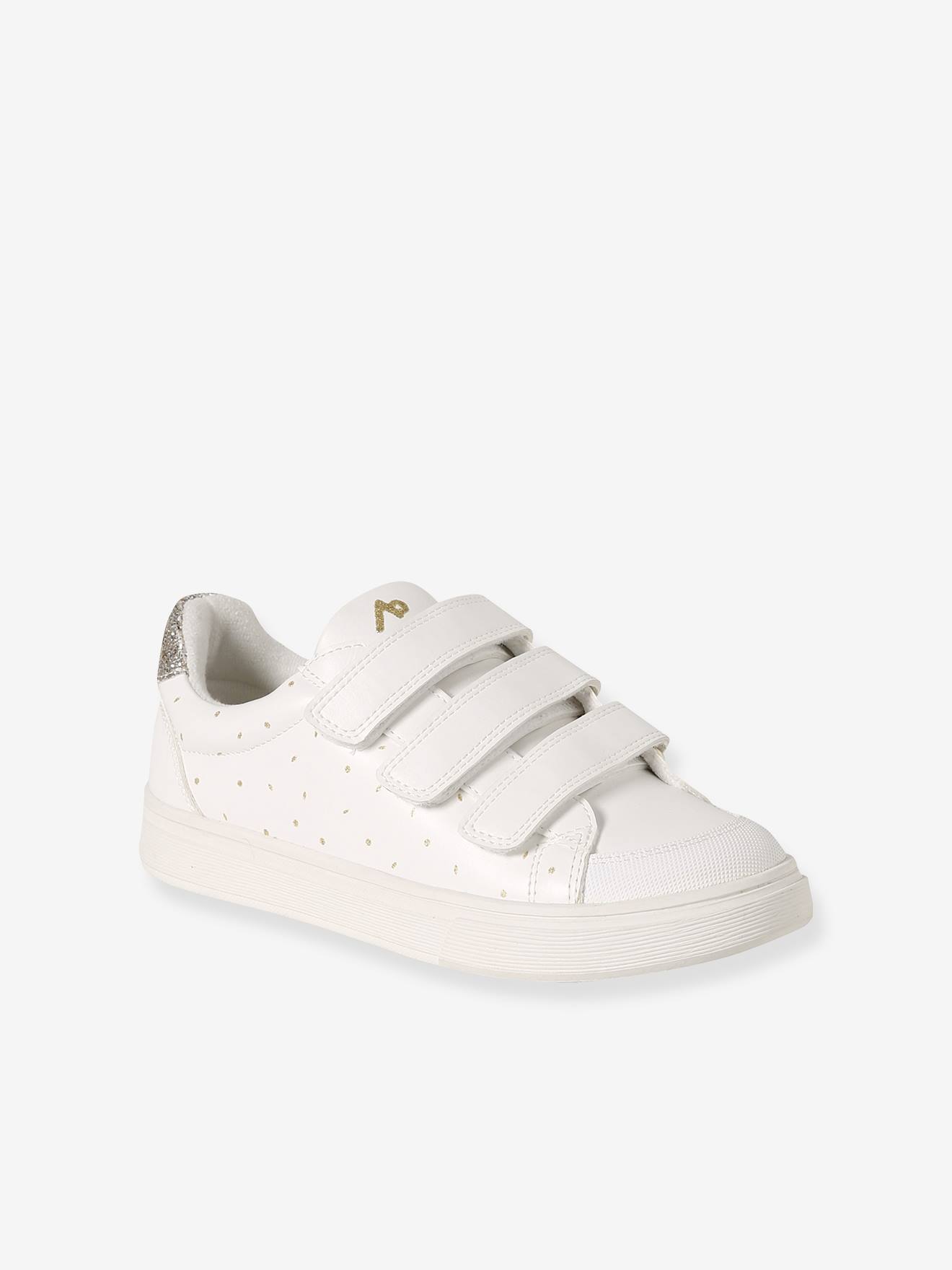 Baskets enfant fille synthétique à scratchs blanc imprimé