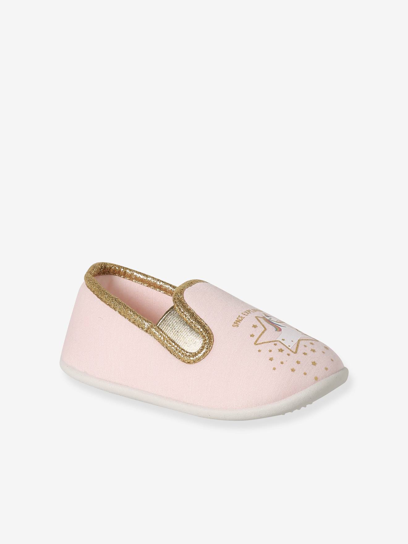 Chausson fille textile élastique rose imprimé