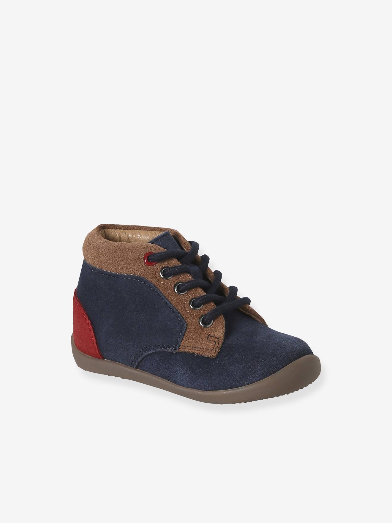 Bottillons lacés cuir souple bébé premiers pas lot bleu