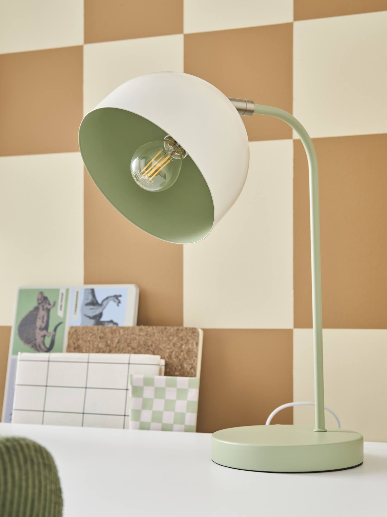 Lampe à poser en métal bicolore cannelle