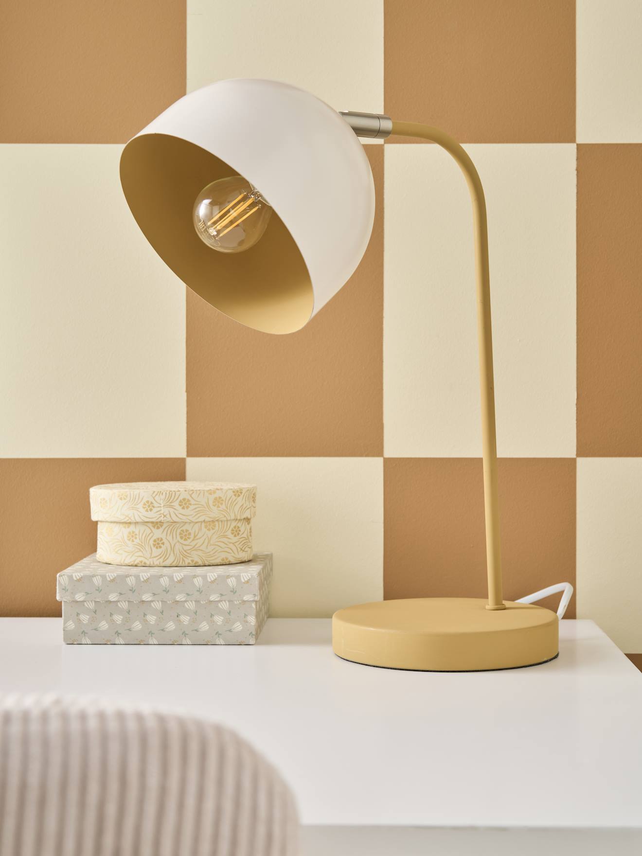 Lampe à poser en métal bicolore vert sauge