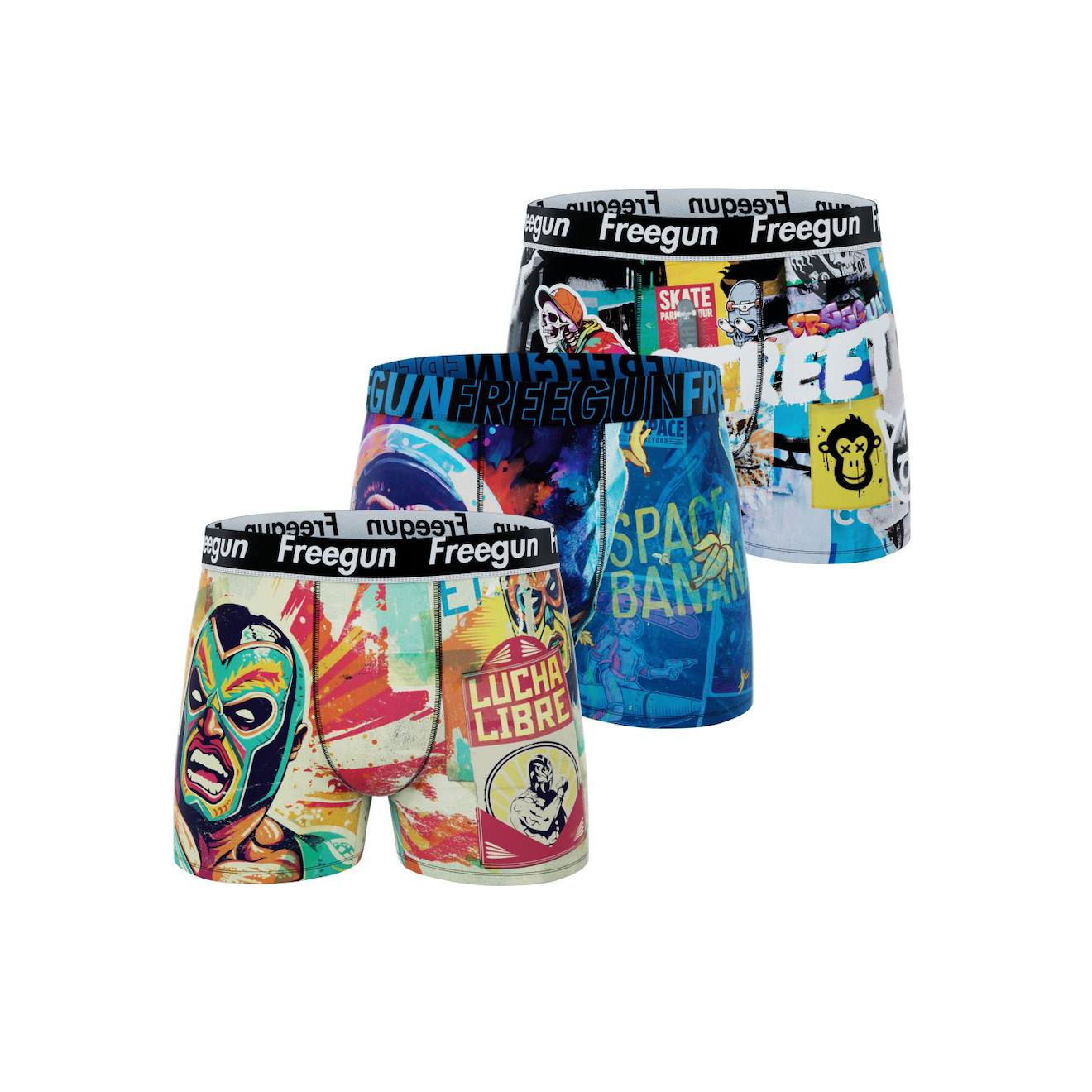 Lot De 3 Boxers Pop Summer Art Bleu/blanc/violet