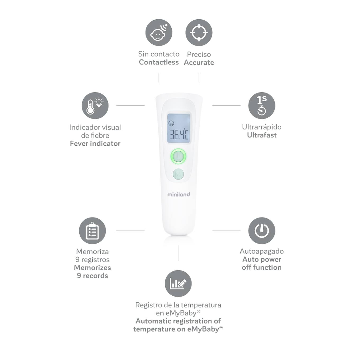 Thermomètre Sans Contact Thermoadvanced Easy Blanc (Miniland) - Image 1