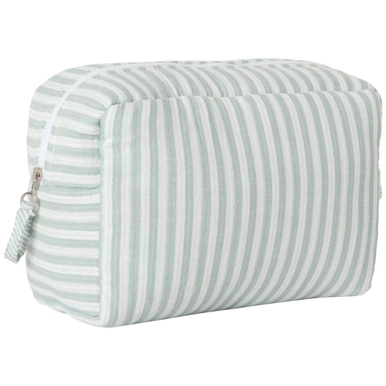 Trousse De Toilette Gaze De Coton Rayé Vert De Gris Vert De Gris, Blanc (Bb&Co) - Couverture