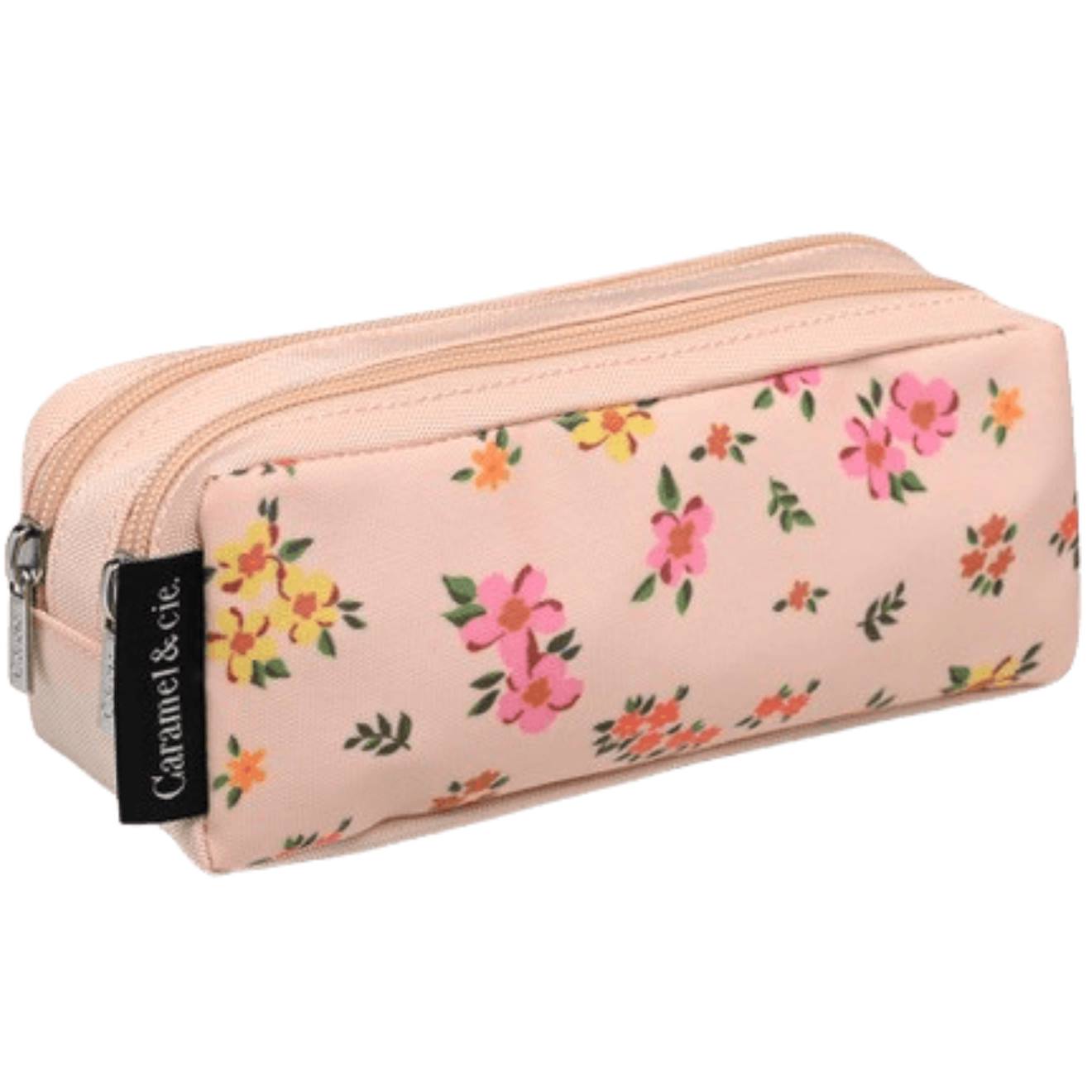 Trousse Scolaire Double Rose, Jaune, Orange
