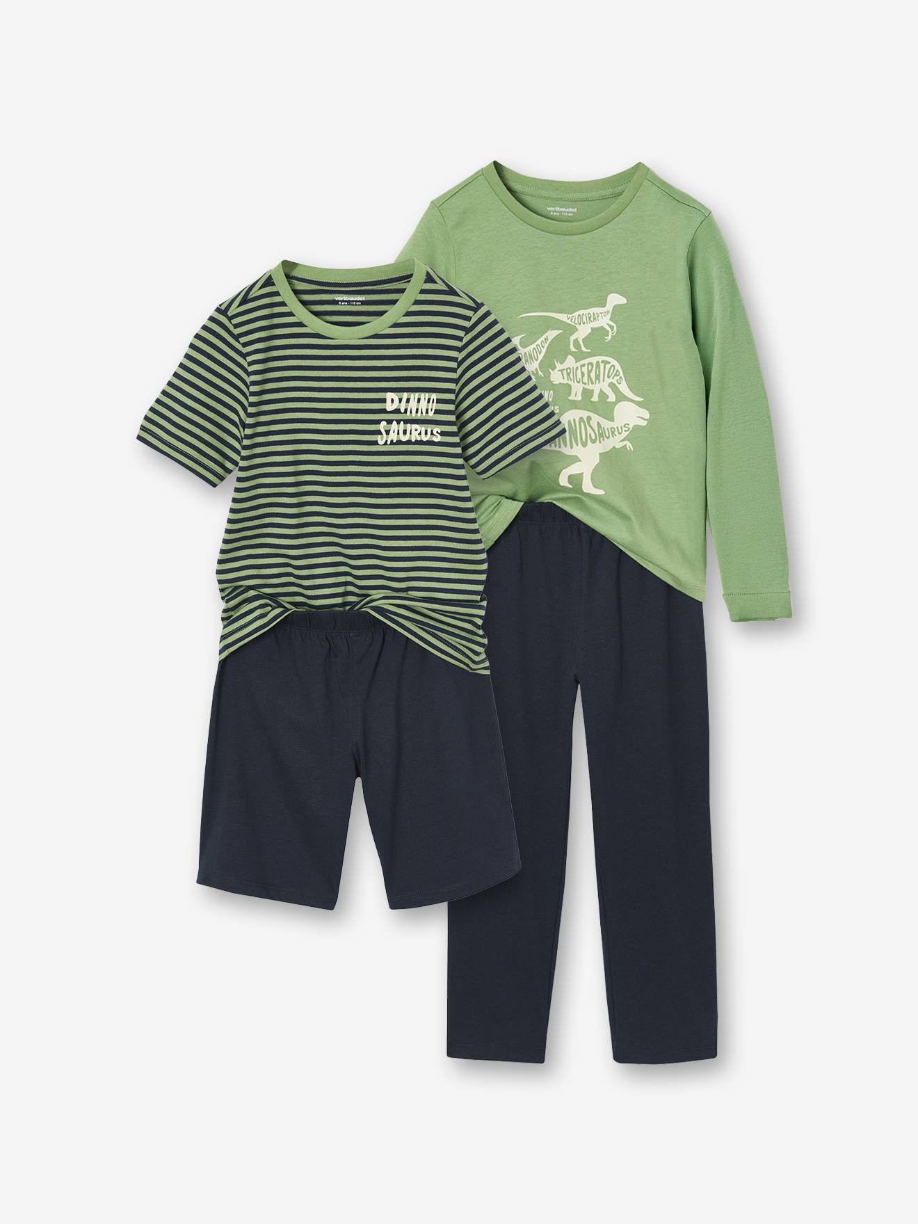 Lot pyjama + pyjashort dino garçon vert