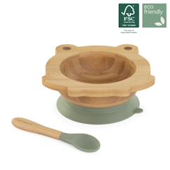 Set bol et cuillère blw wooden bowl frog  - vertbaudet enfant