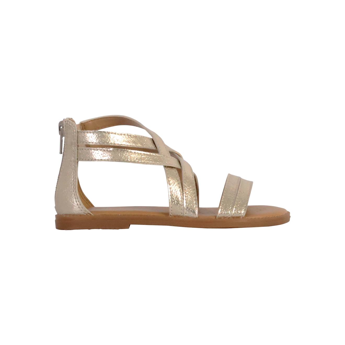 Sandales En Cuir À Fermeture Éclair Platinum