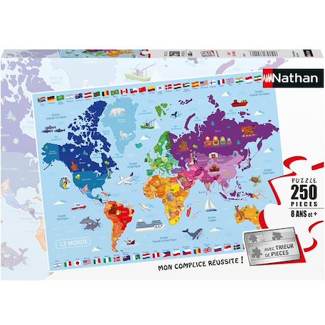 Nathan - Puzzle Carte Du Monde 250 Pcs Blanc