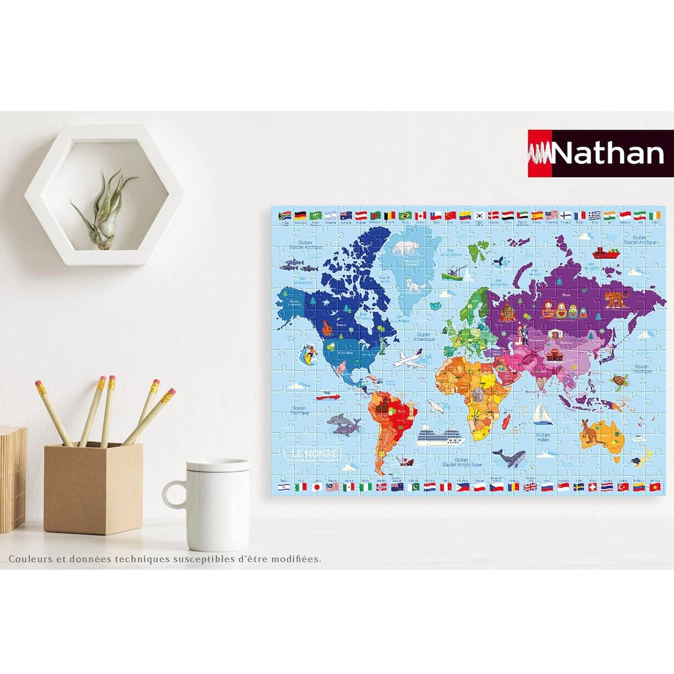 Puzzle Carte Du Monde 250 Pcs Blanc (Nathan) - Image 2