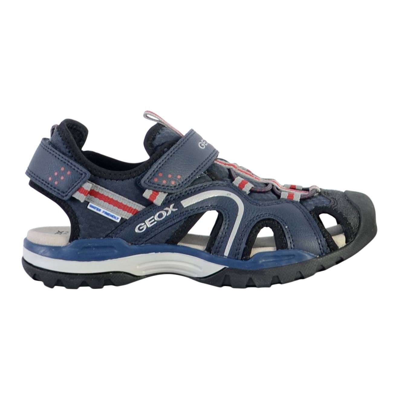 Sandales En Cuir À Scratch Marine Rouge