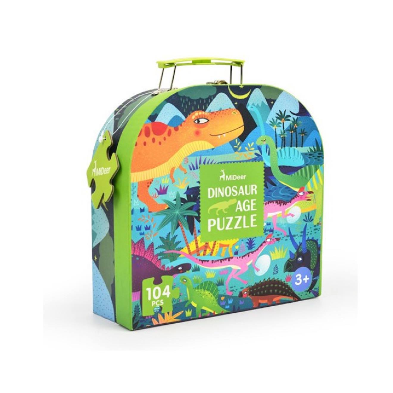 Ma Valise Puzzle Dinosaures 104 Pcs Vert