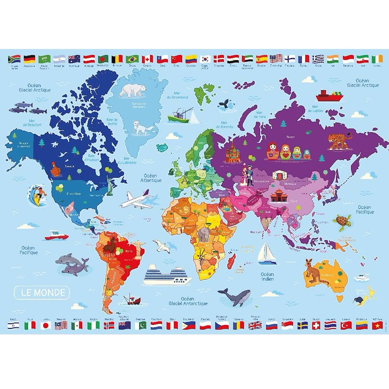 Puzzle Carte Du Monde 250 Pcs Blanc (Nathan) - Image 1