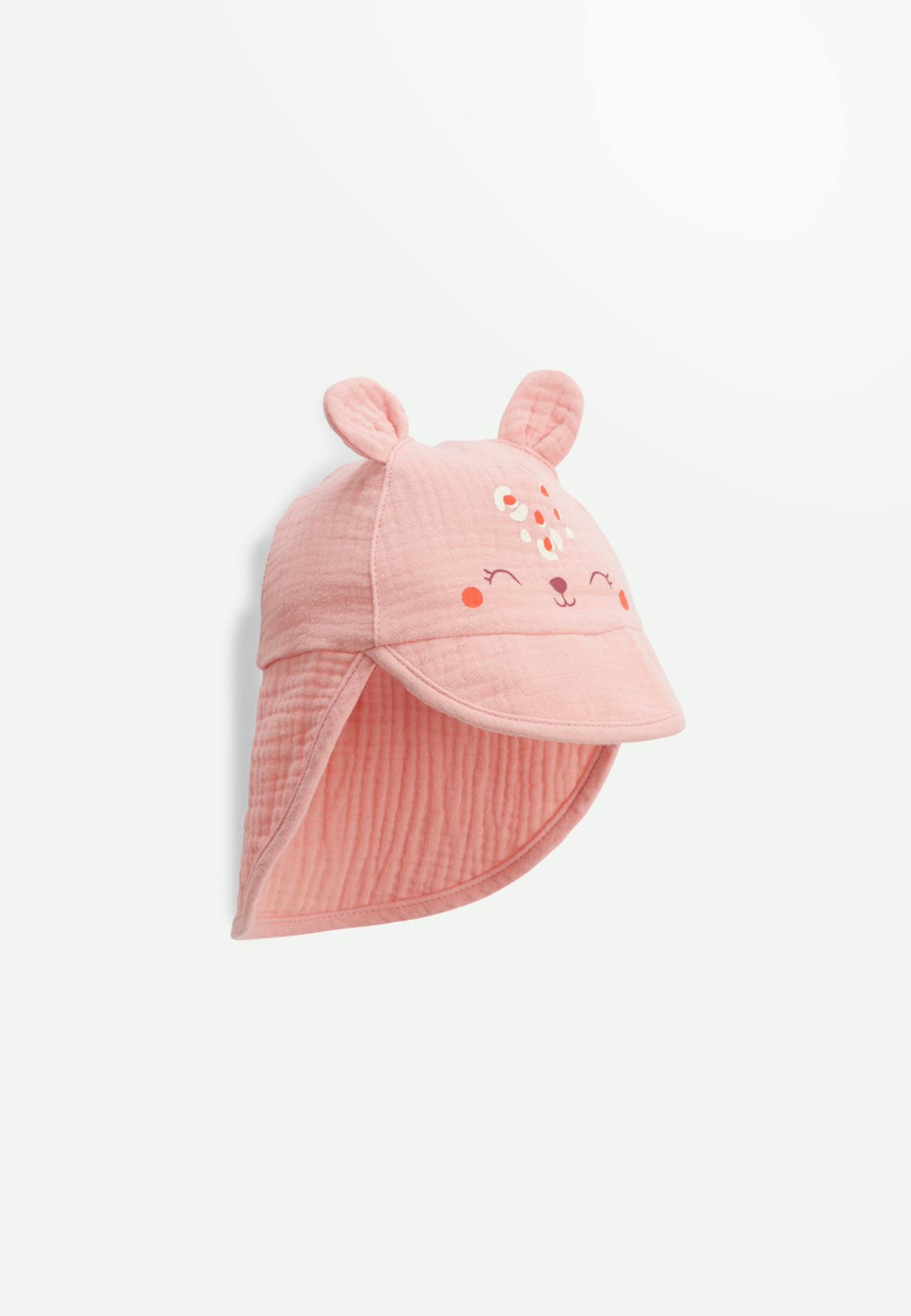 Casquette Cache-cou Bébé En Gaze De Coton Mindanao Rose