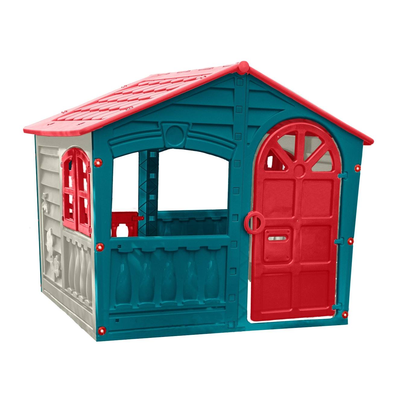 Maisonnette Cabane Twilight Plastique Bleu - Rouge - Blanc
