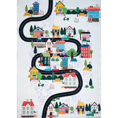 Tapis Jeu Voitures Enfant - Motifs éducatifs Lavable | Tapis D'éveil Rectangulaire Vert
