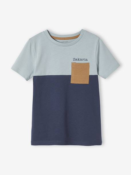 T-shirt garçon coloblock manches courtes ardoise+menthe+orange+vert anglais 6 - vertbaudet enfant 