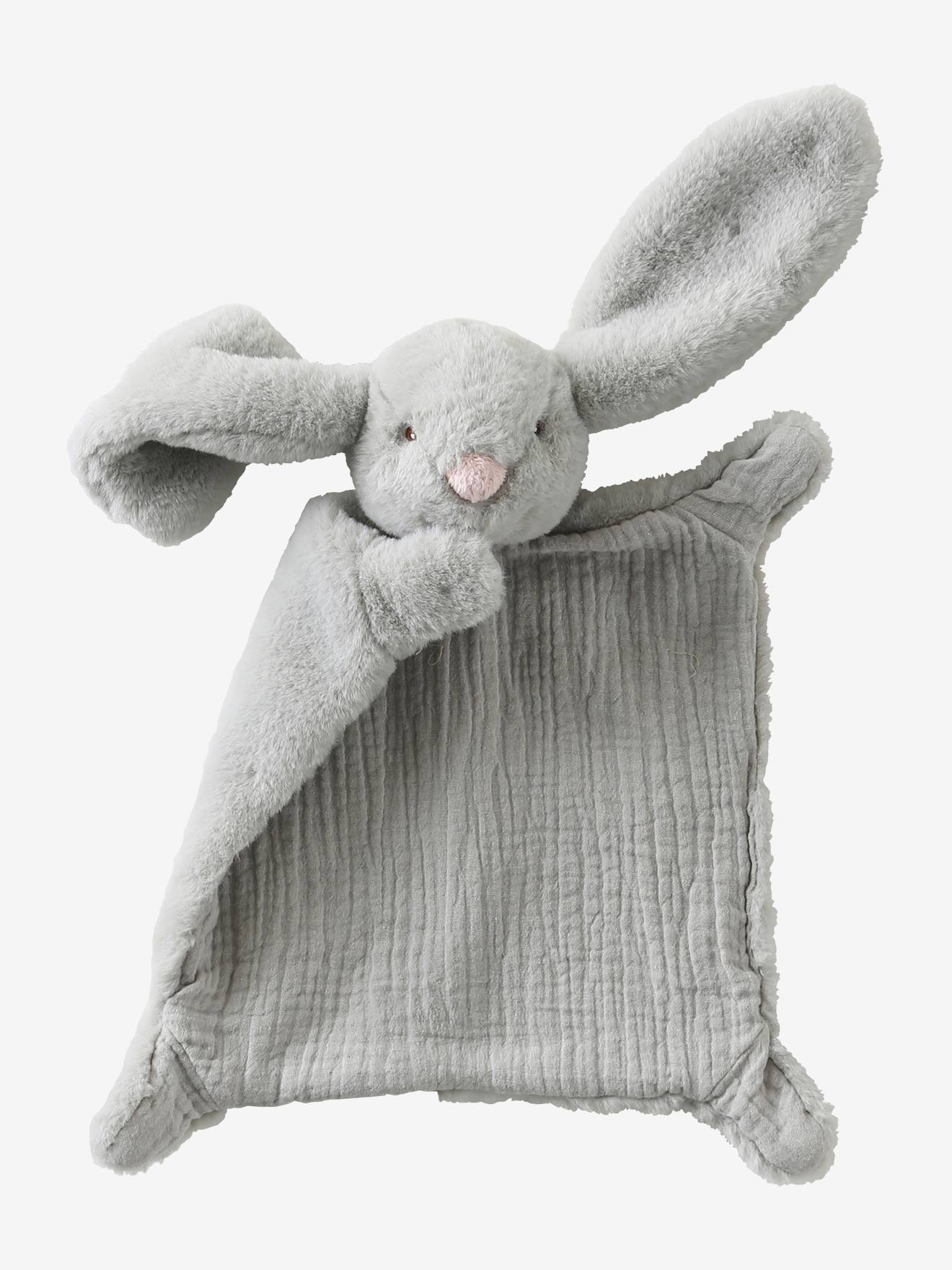Doudou lapin bi-matière personnalisable vert