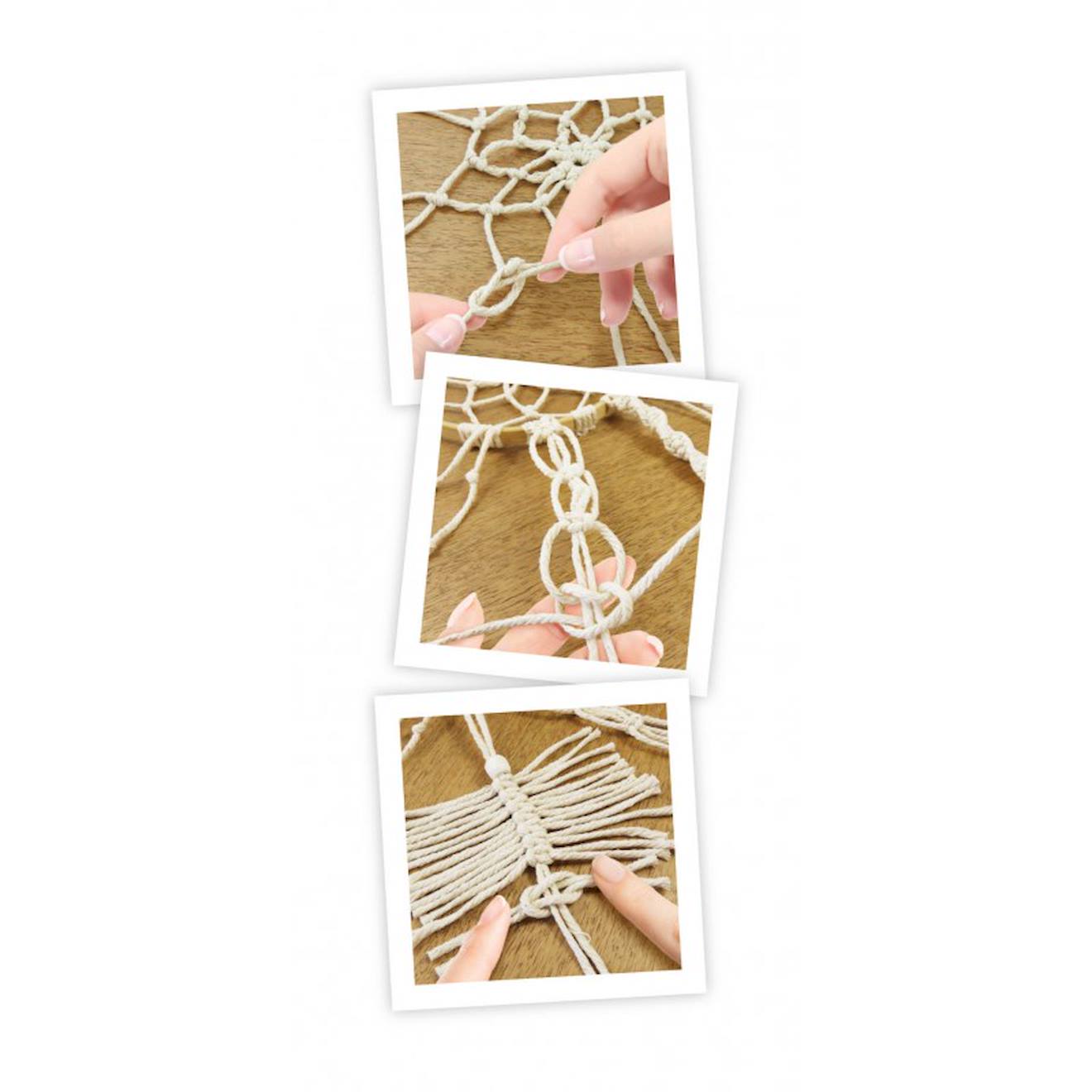 Kit Macramé Attrape-Rêves DIY - Corde Coton Naturel 30 Cm Anneau Bambou Pour Bricolage Déco Murale