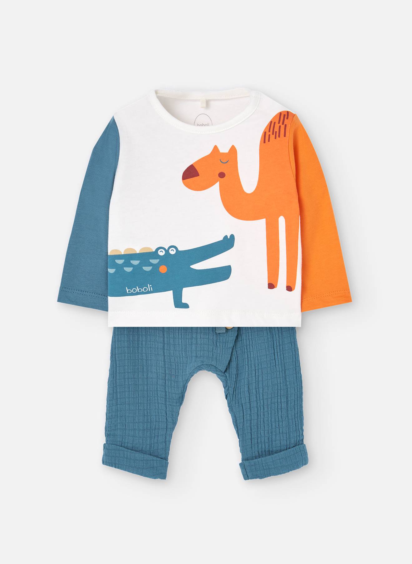 Ensemble T-shirt À Manches Longues Et Pantalon Blanc