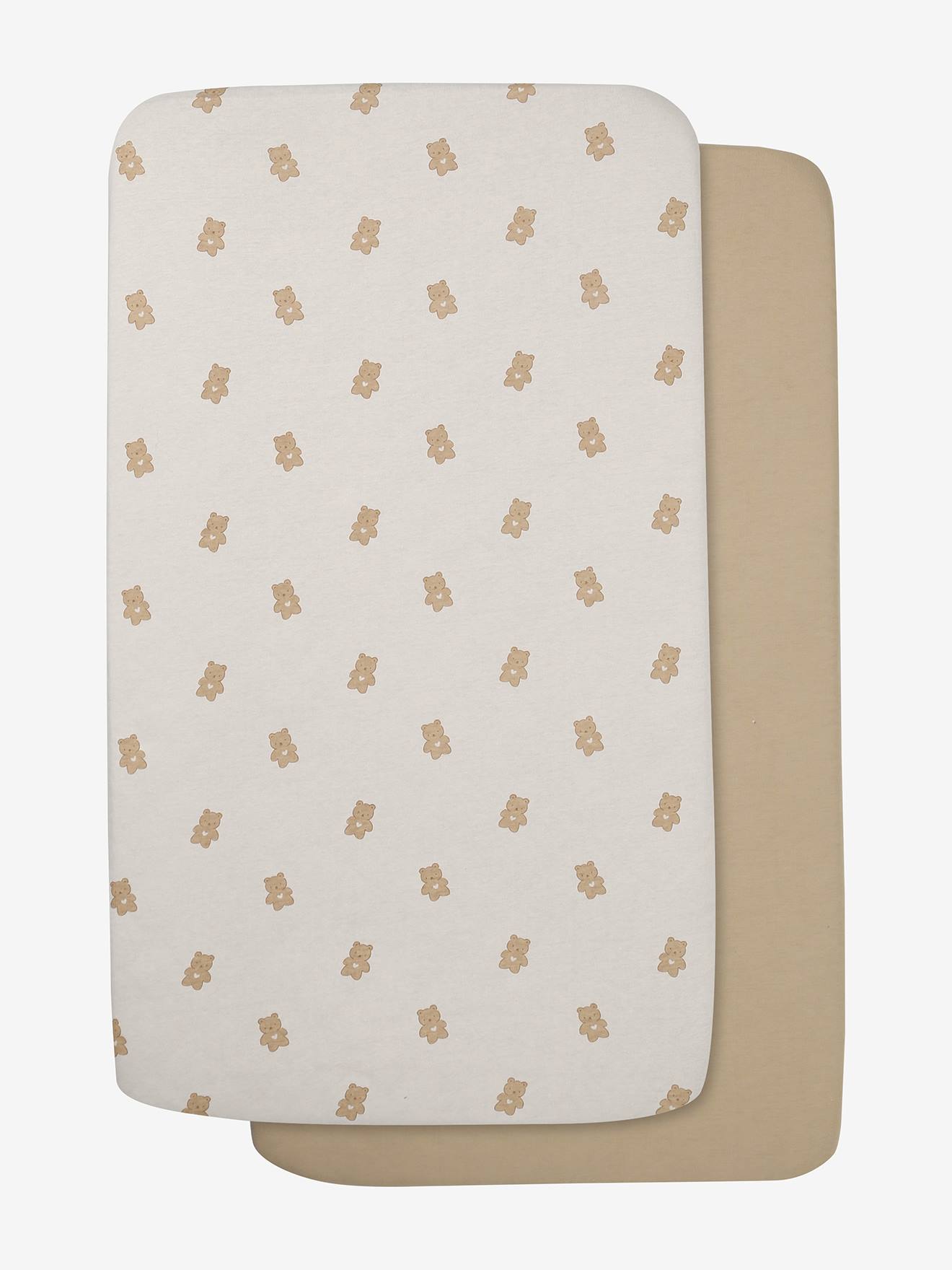 Lot de 2 housses pour berceau et cododo en coton bio* teddy (Vertbaudet) - Image 1
