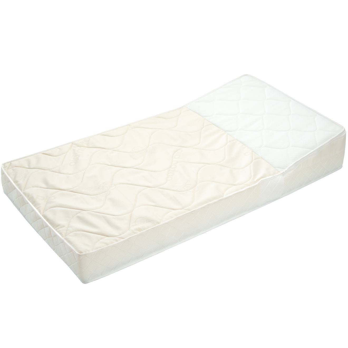 Matelas Bébé Anti-reflux En Coton Bio Made In France Écru / Blanc