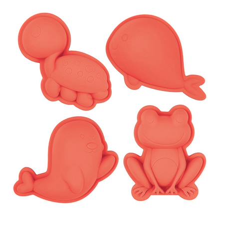 Set de 4 moules de plage en silicone souple Gris+Jaune+Rose+Rouge+Vert+Violet 8 - vertbaudet enfant 