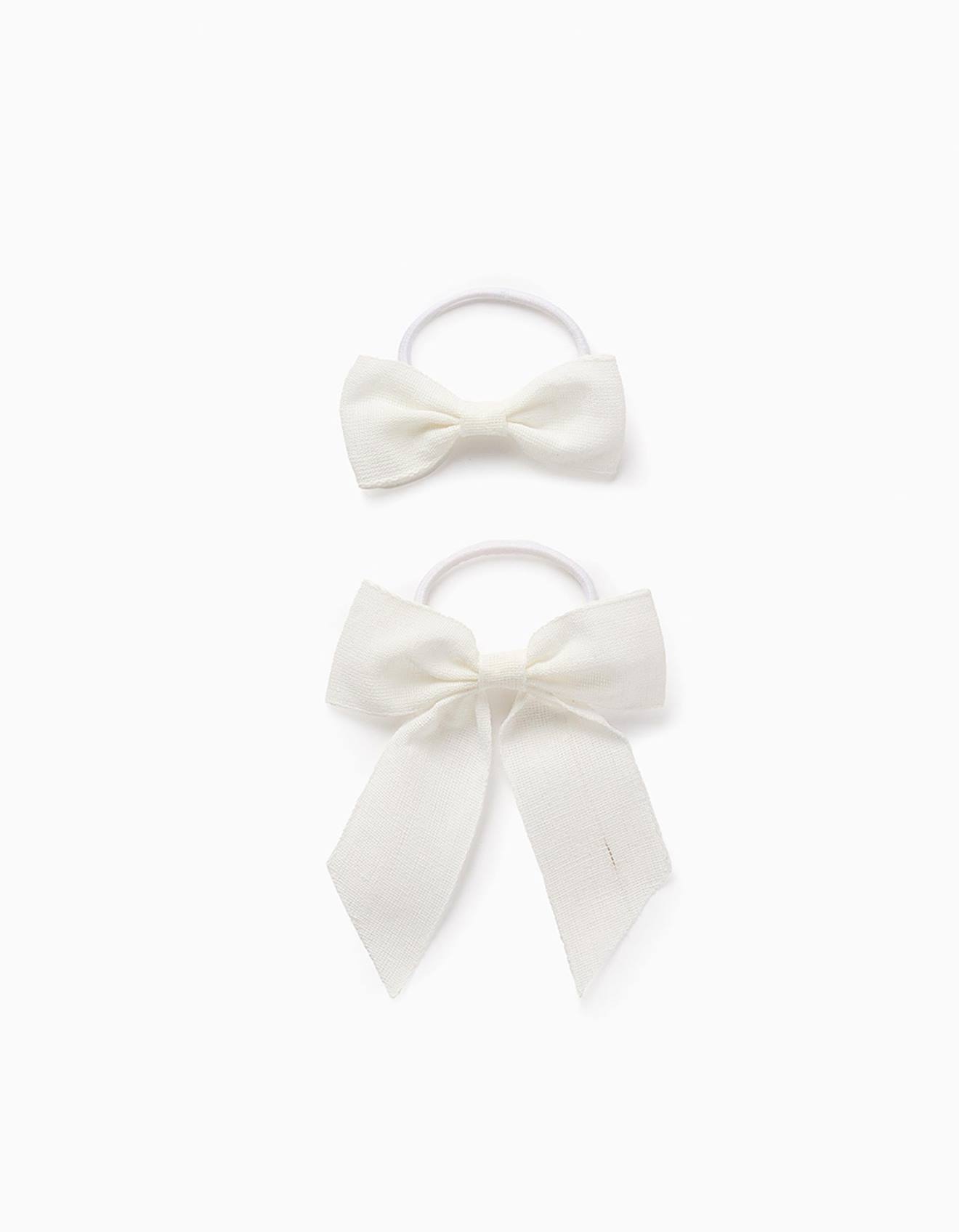 Pack Barrette À Cheveux + Élastique Avec Nœuds Blanc