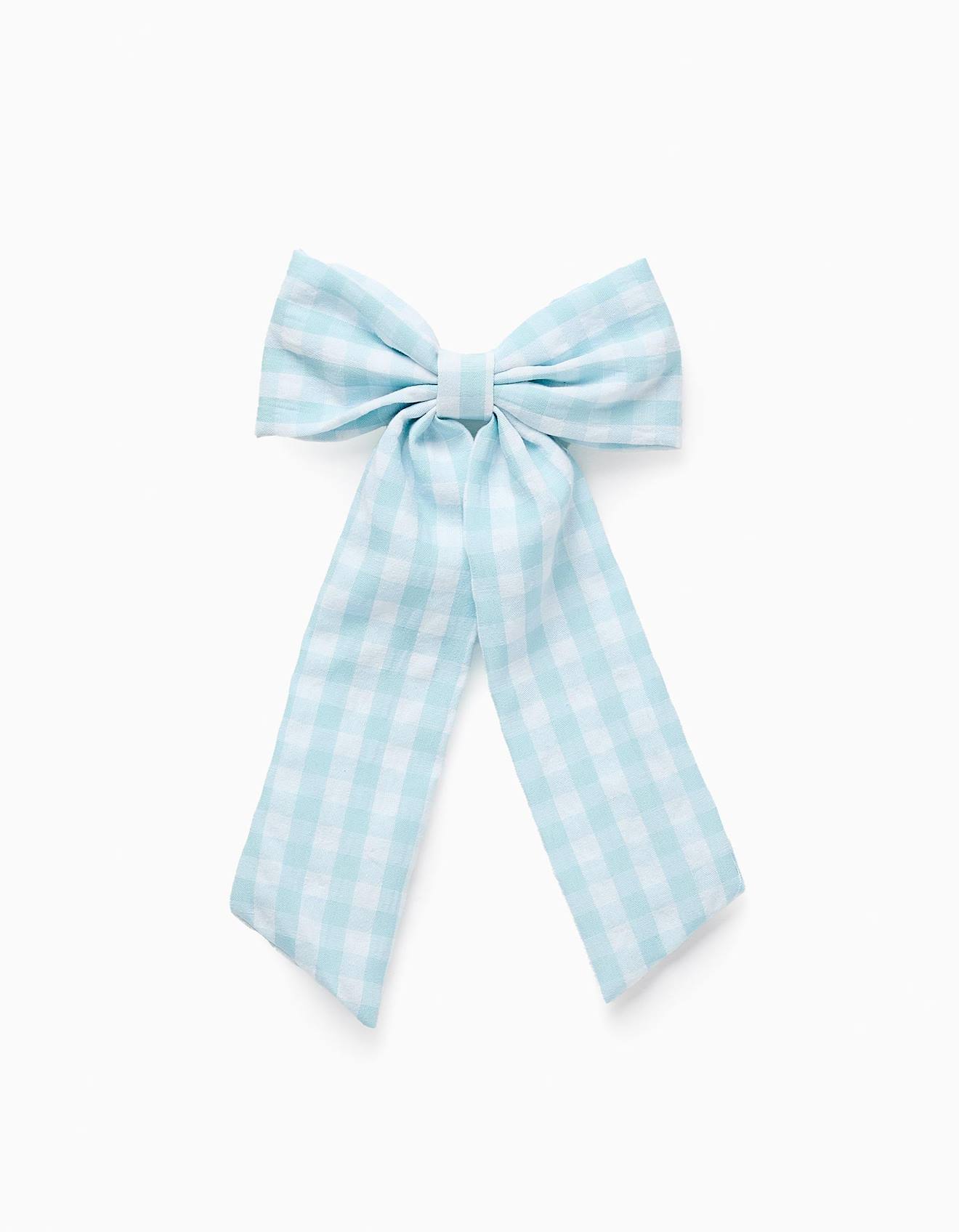 Barrette À Cheveux Avec Noeud Vichy Long Bleu Clair