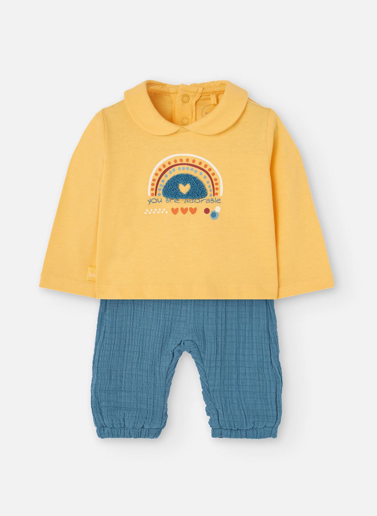 Ensemble T-shirt Avec Col Chemise Et Pantalon Jaune