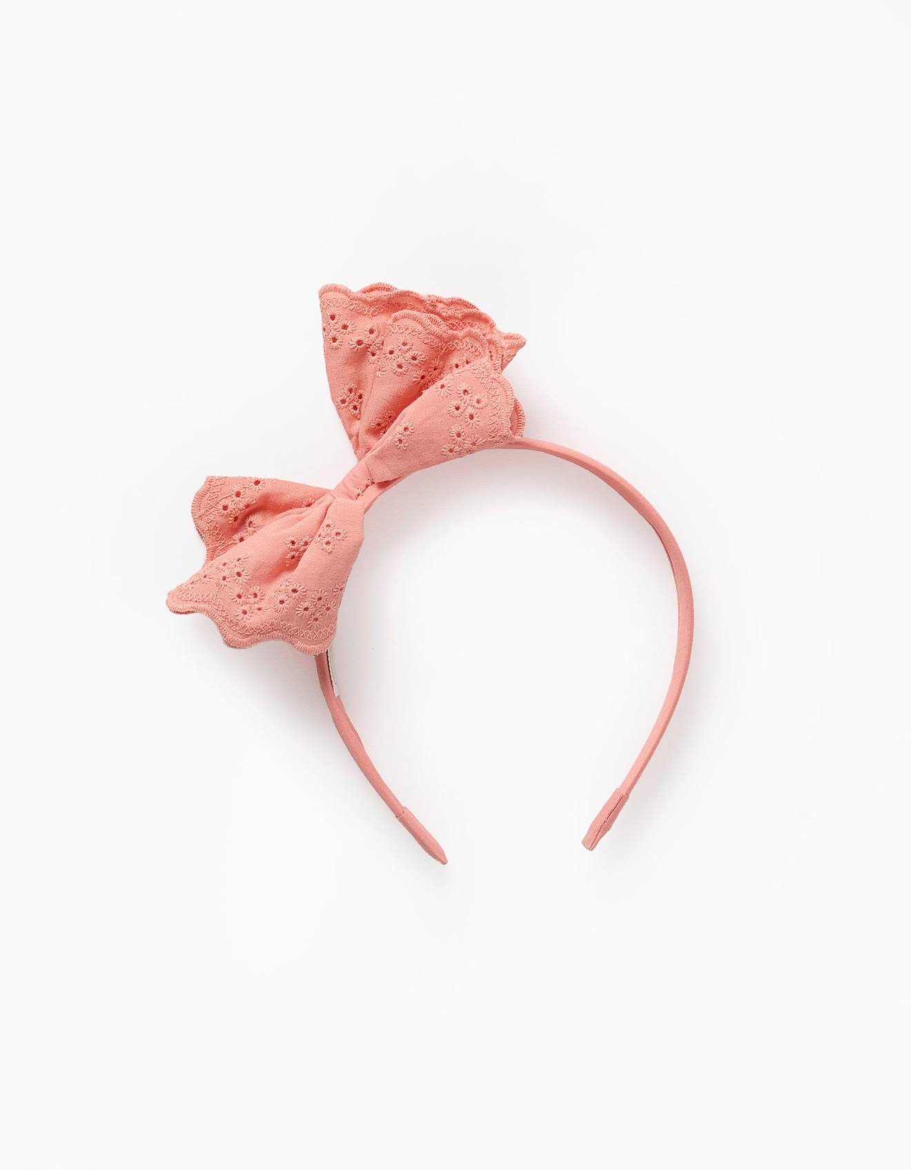 Serre-tête Avec Broderie Anglaise Avec Nœud Rose