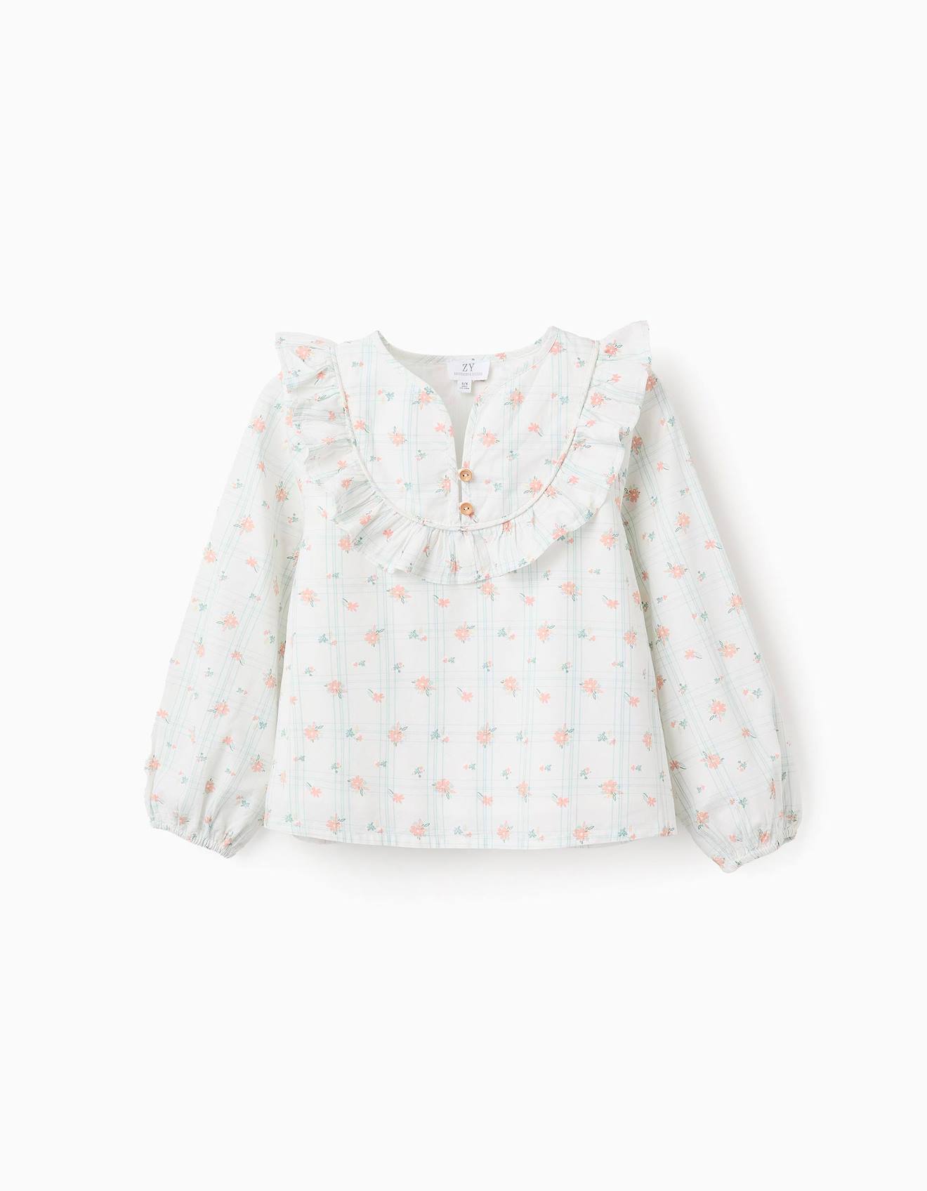 Chemisier En Coton À Carreaux Et Fleurs Brothers & Sisters Beige Clair