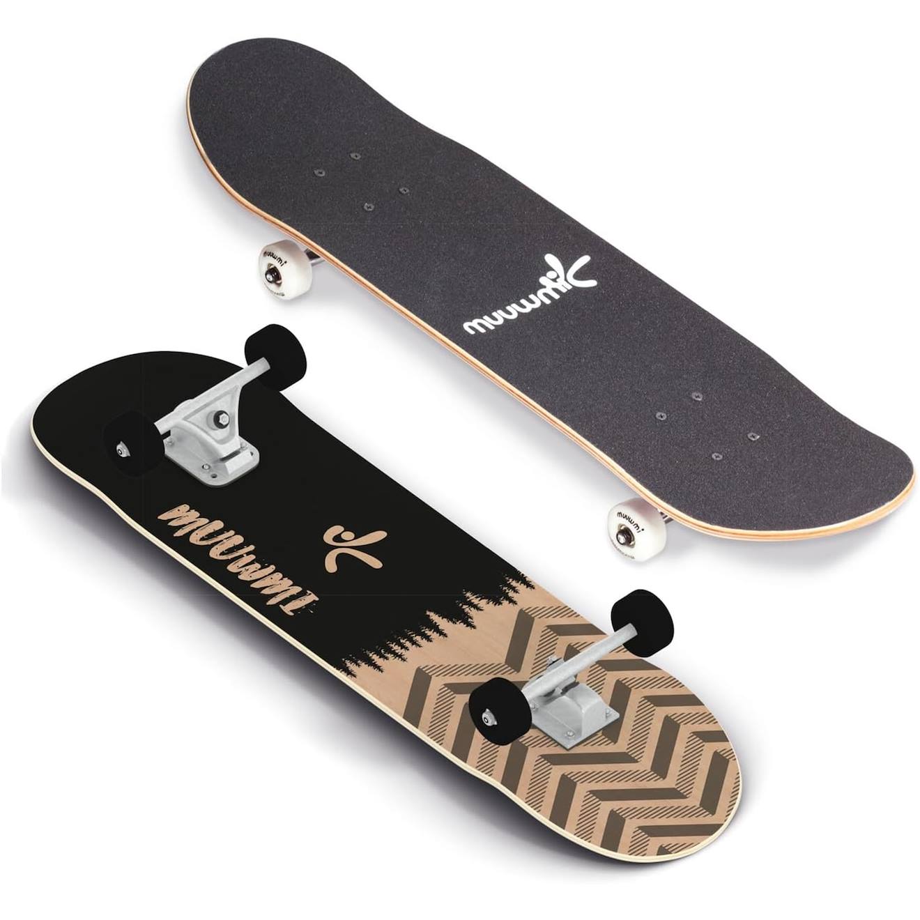Skateboard Muuwmi Abec 7 Noir Et Beige