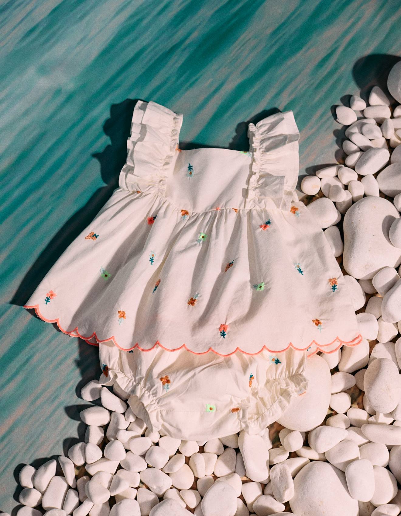 Top + Bloomer Avec Broderies Fleurs Brothers & Sisters Blanc
