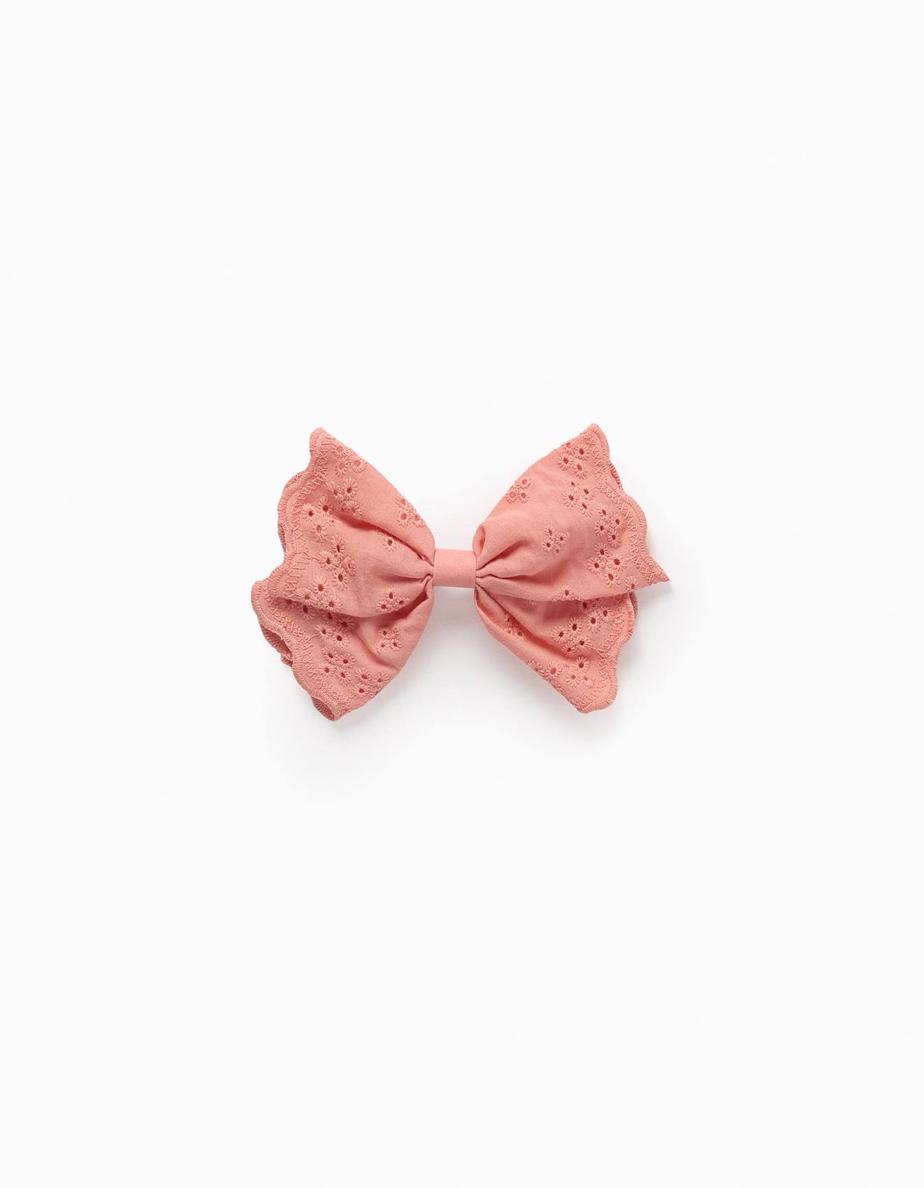 Barrette À Cheveux Avec Nœud En Broderie Anglaise Rose