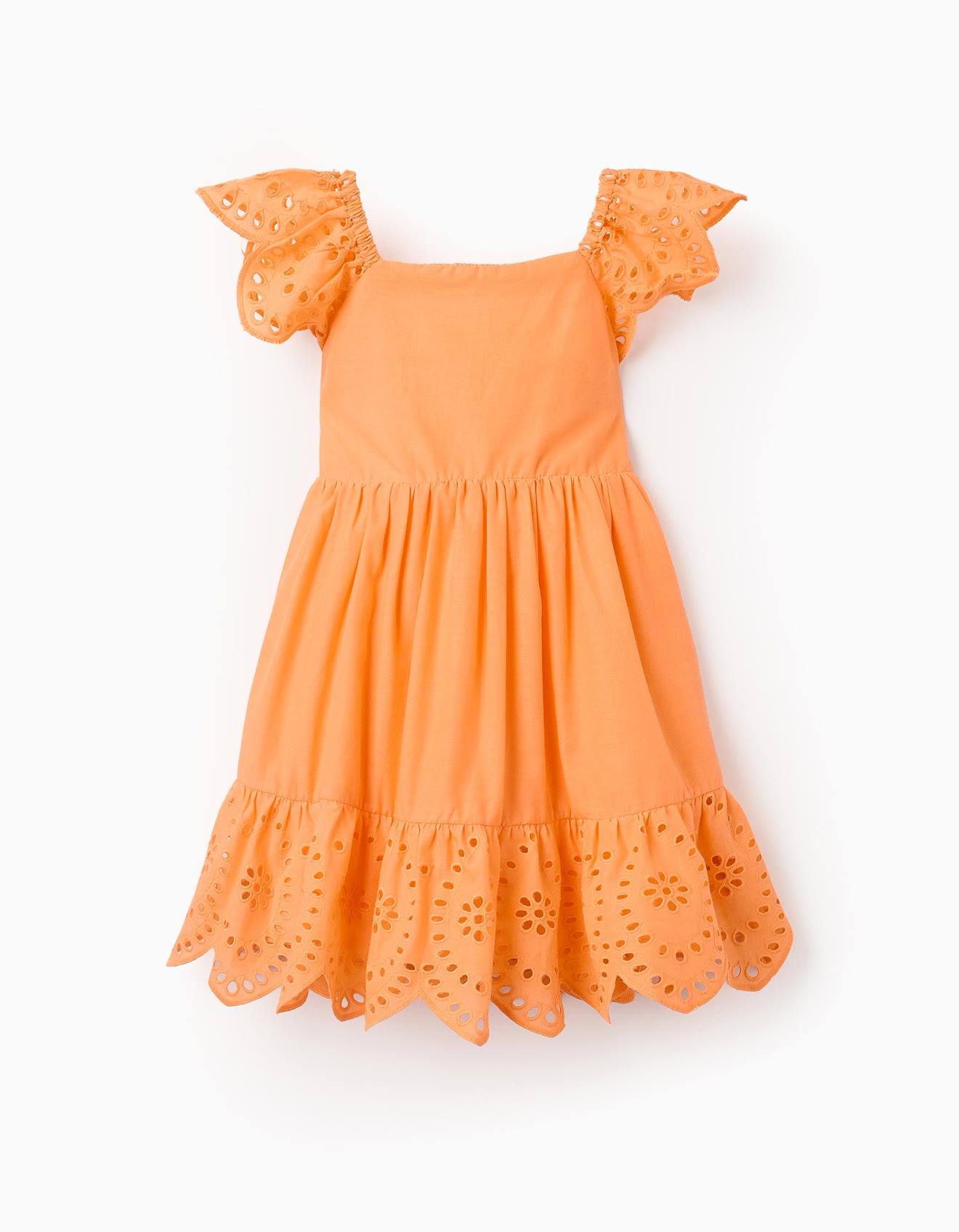 Robe En Coton Avec Broderie Anglaise Orange