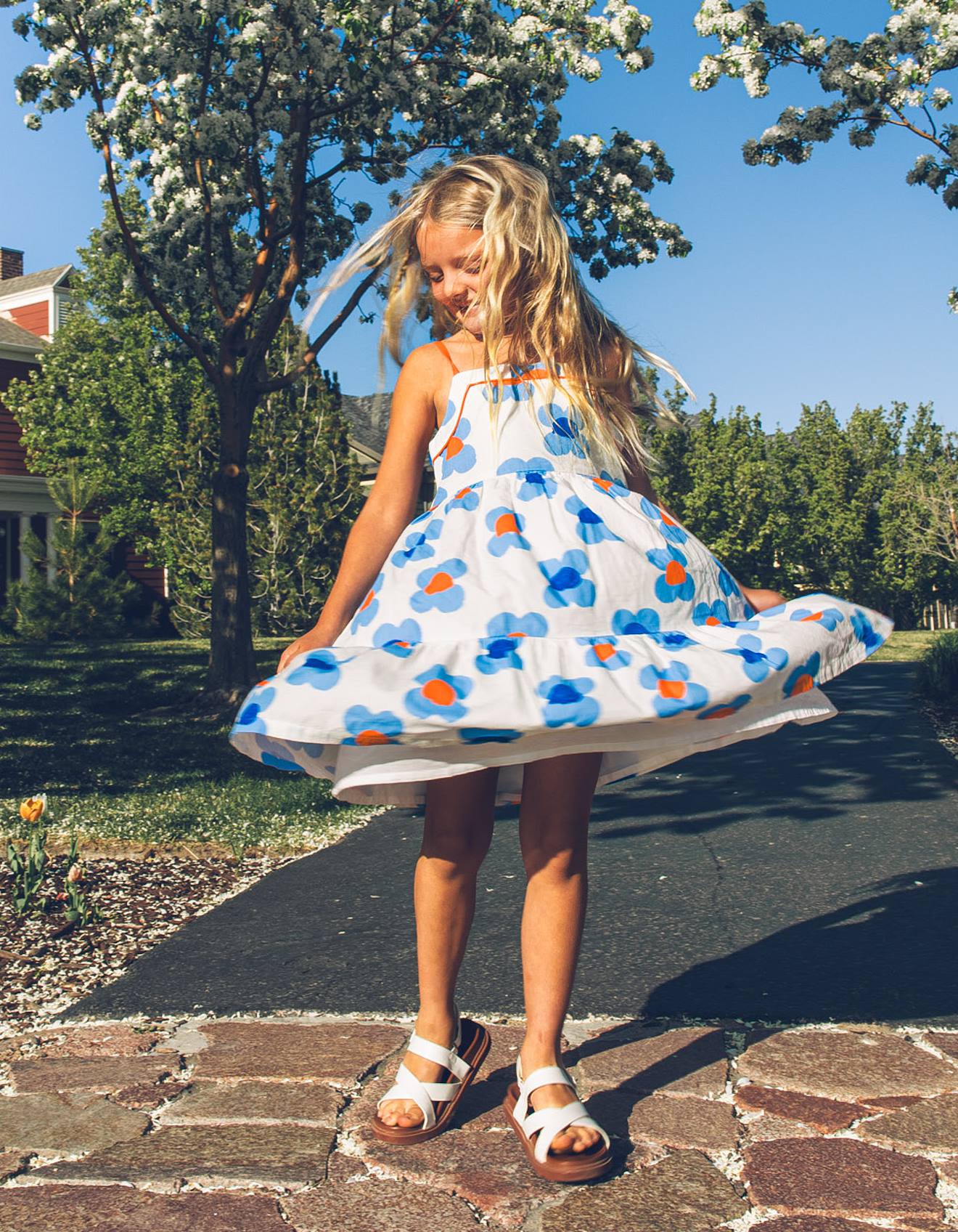 Robe Florale En Coton Blanc