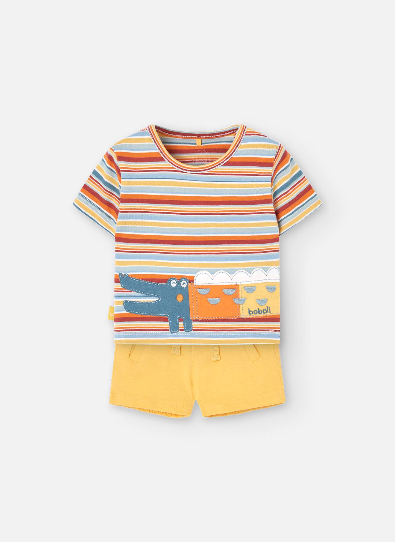 Ensemble T-shirt À Rayures Et Short Jaune