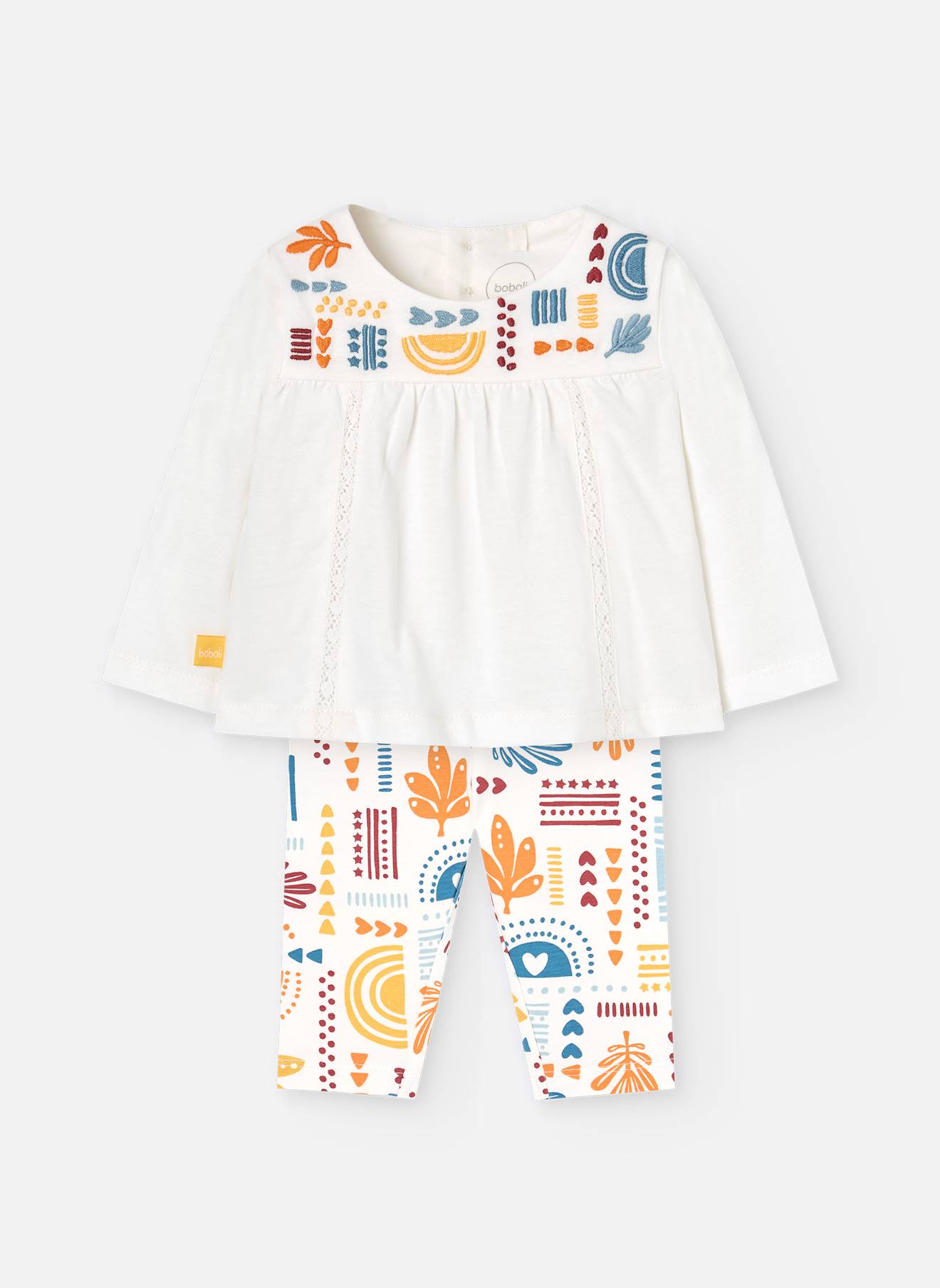 Ensemble T-shirt À Manches Longues Et Pantalon Imprimé Blanc