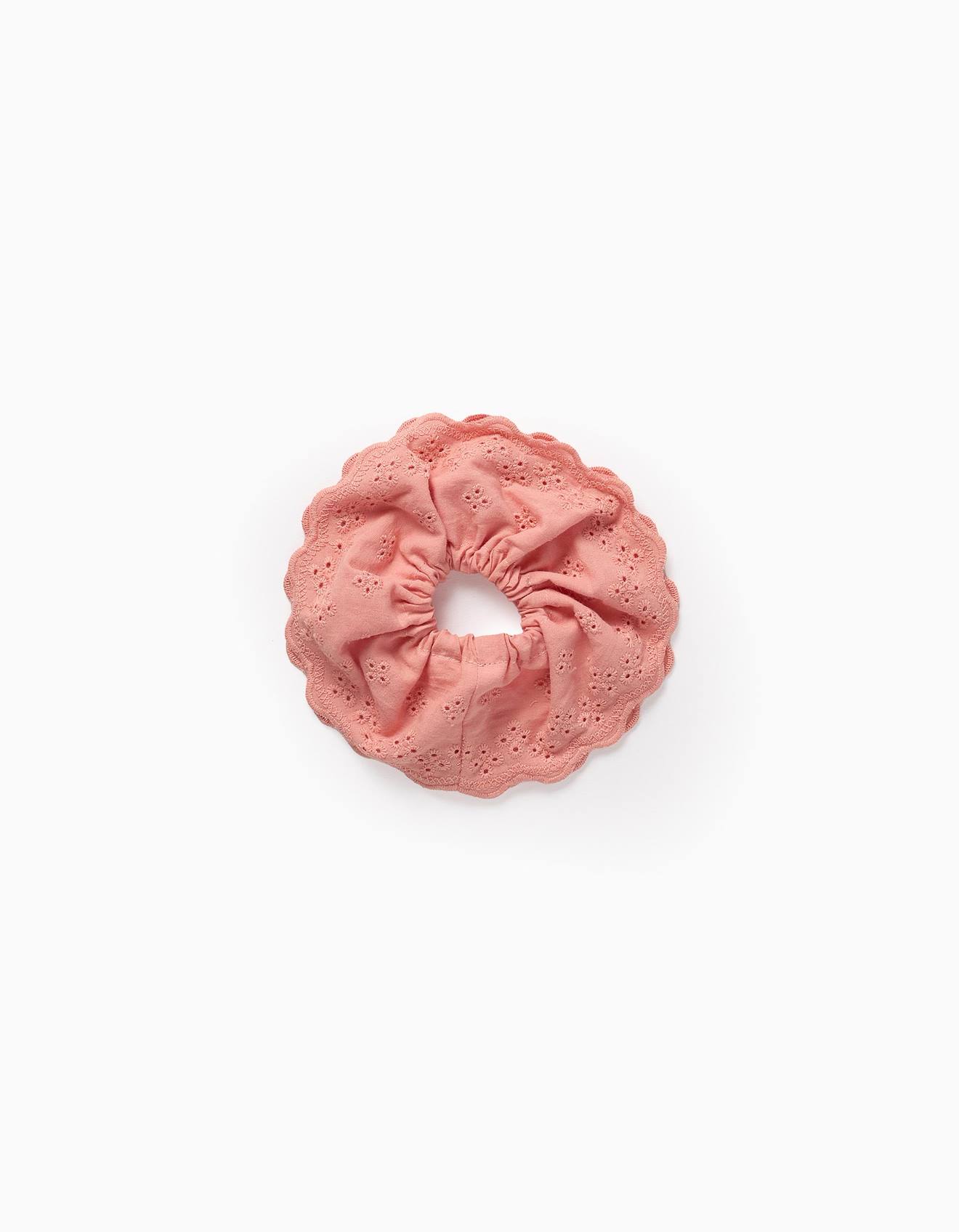Chouchou Avec Broderie Anglaise Rose