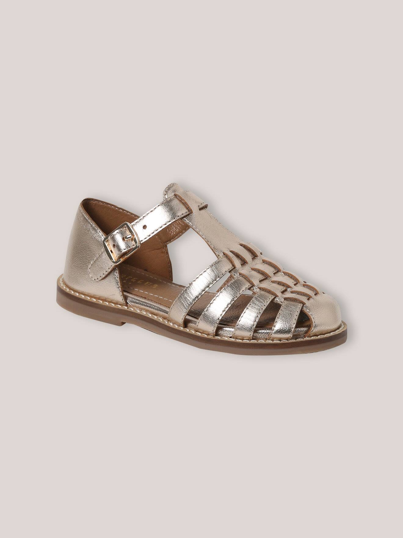 Sandales En Cuir Irisé Fille Dore
