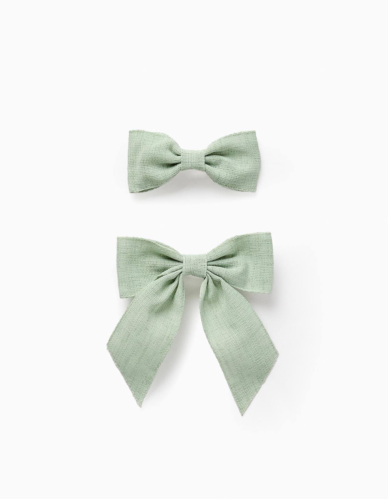 Pack 2 Barrettes À Cheveux Avec Nœuds Vert Clair