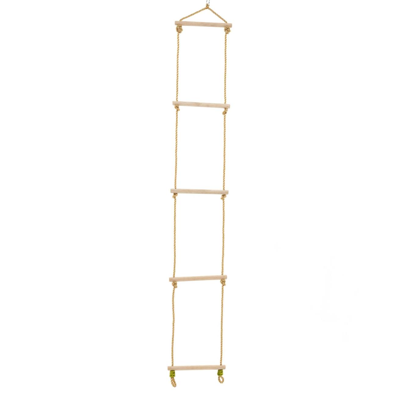 Échelle Corde 5 Barreaux Pour Portique Bois H190-250cm Marron