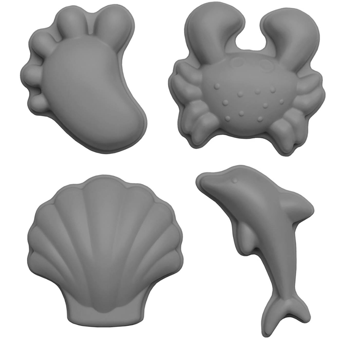 Set De 4 Moules De Plage En Silicone Souple Gris